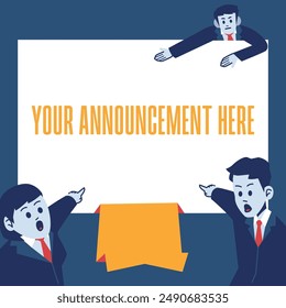 People pointing on blank paper that can be filled with announcement