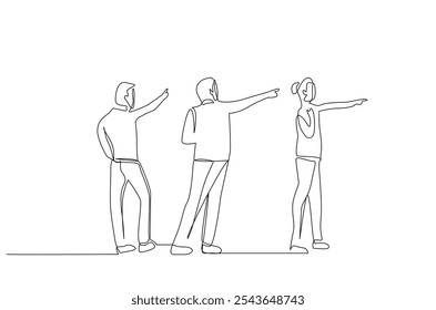 people pointing showing choosing index finger one line art design vector