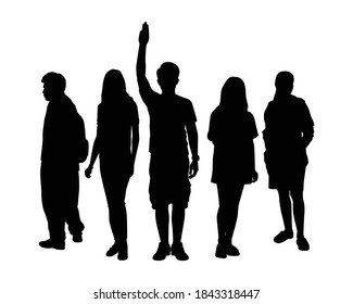 People political protest with three fingers salute silhouette vector.