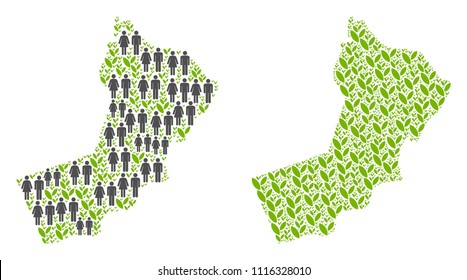 People Population And Eco Yemen Map. Vector Pattern Of Yemen Map Created Of Randomized Crowd And Agriculture Items In Different Sizes. Abstract Social Plan Of Nation Community Cartography.