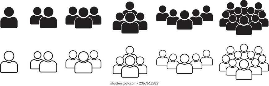 People population pictogram set in black and line style Vector