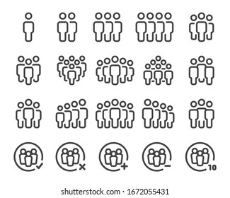 people and population thin line icon set,vector and illustration