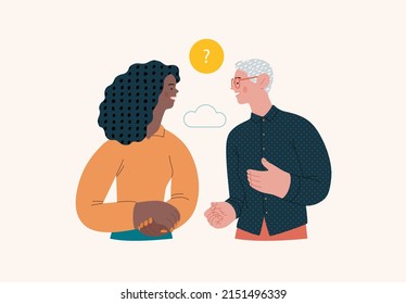 People portrait - Conversation -Modern flat vector concept illustration of talking people, half-length portrait, user avatar. Creative landing web page illustartion, conversation and discussion