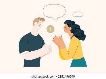 People portrait - Conversation -Modern flat vector concept illustration of talking people, half-length portrait, user avatar. Creative landing web page illustartion, conversation and discussion