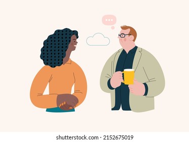 People portrait - Conversation -Modern flat vector concept illustration of talking people, half-length portrait, user avatar. Creative landing web page illustartion, conversation and discussion