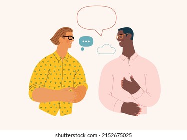 People portrait - Conversation -Modern flat vector concept illustration of talking people, half-length portrait, user avatar. Creative landing web page illustartion, conversation and discussion