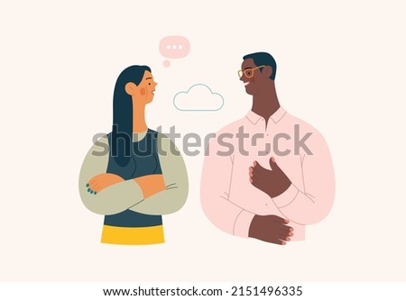 People portrait - Conversation -Modern flat vector concept illustration of talking people, half-length portrait, user avatar. Creative landing web page illustartion, conversation and discussion