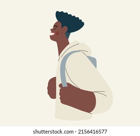 People portrait - Student -Modern flat vector concept illustration of a young male student, half-length portrait, user avatar. Creative landing web page illustartion