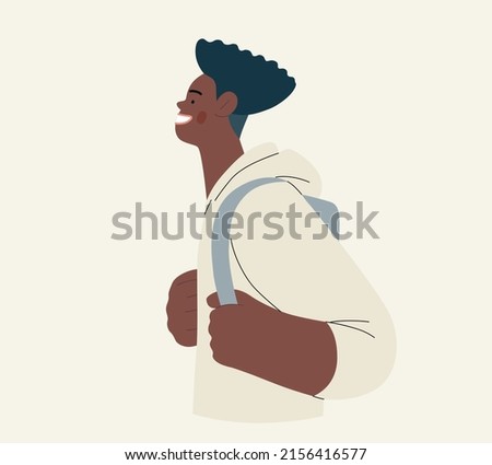 People portrait - Student -Modern flat vector concept illustration of a young male student, half-length portrait, user avatar. Creative landing web page illustartion