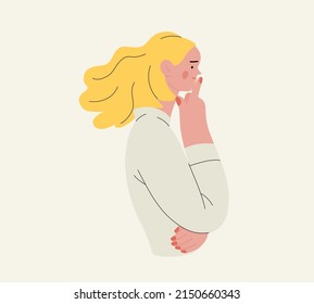 People portrait - Thinking people -Modern flat vector concept illustration of a young man thinking about something, half-length portrait, user avatar. Creative landing web page illustartion