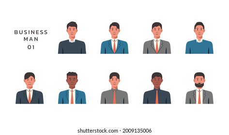 People portraits of businessmen isolated icons set, female faces avatars, flat vector design illustration