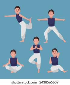 People in poses of yoga