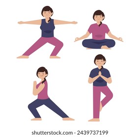 People in poses of yoga 