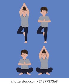 People in poses of yoga 
