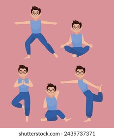 People in poses of yoga 