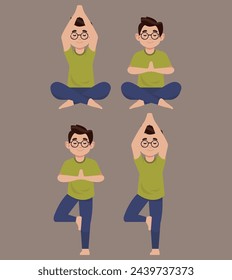 People in poses of yoga 