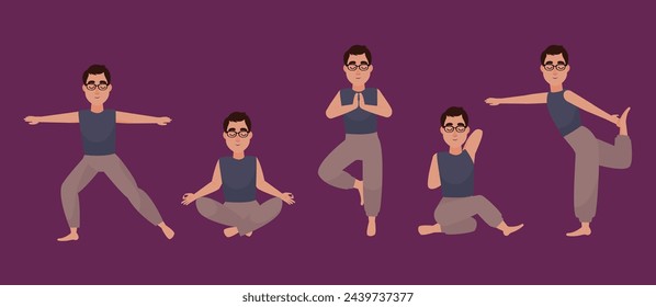 People in poses of yoga 