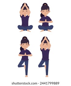 People in poses of yoga 