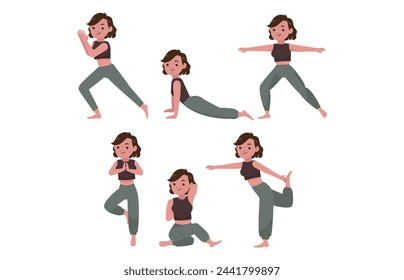 People in poses of yoga 