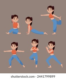 People in poses of yoga 