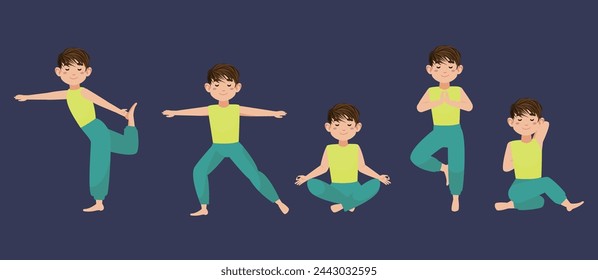 People in poses of yoga 