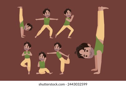 People in poses of yoga 