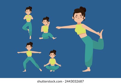 People in poses of yoga 