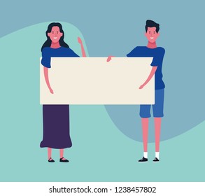 people with posters