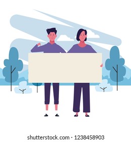 people with posters