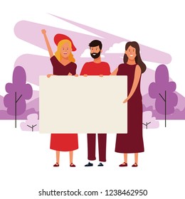 people with posters