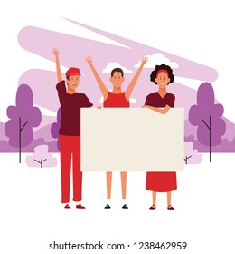 people with posters