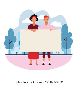 people with posters