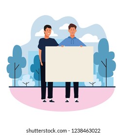 people with posters