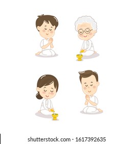 People pour ceremonial water of dedication vector