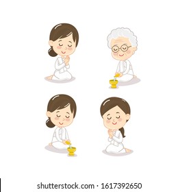 People pour ceremonial water of dedication vector