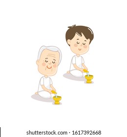 People pour ceremonial water of dedication vector
