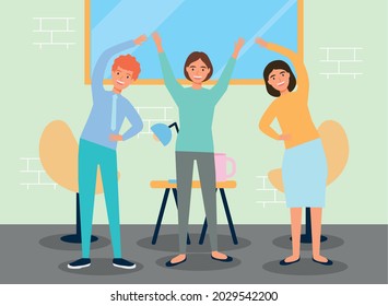 people practicing active breaks in workplace