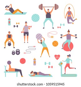 people practicing sport vector illustration flat design