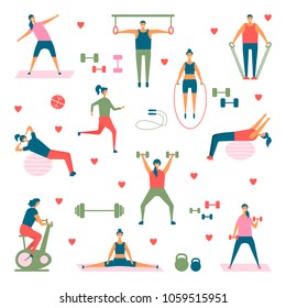 people practicing sport vector illustration flat design