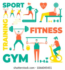 people practicing sport vector illustration flat design