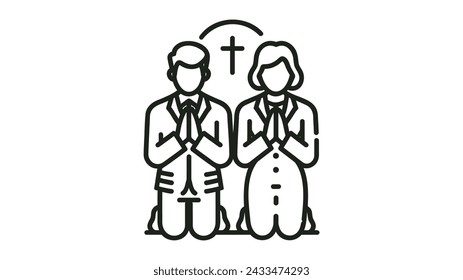 people pray to god on their knees. prayers on knees. Vector Illustration on white background