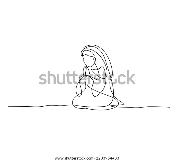 People Pray Images Continuous Line Art Stock Vector (Royalty Free ...