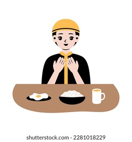 people praying before eating cartoon character