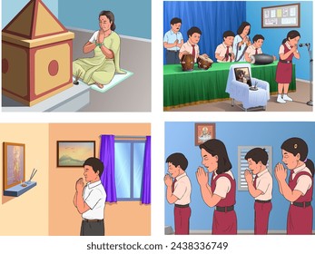 People praying to god drawing