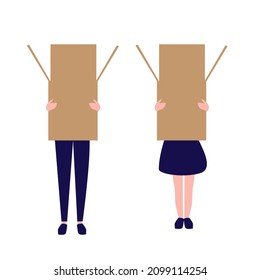 People preparing school supplies to the dormitory flat vector illustration. Male and female cartoon characters packing things. woman unpacking furniture in room.
