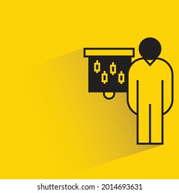 people presenting candlestick chart icon on yellow background