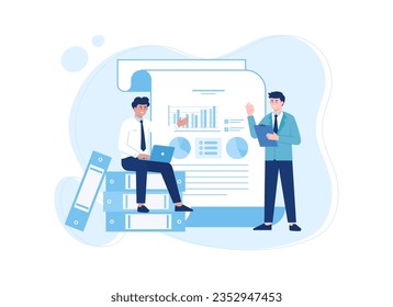the people are presenting trading data trending concept flat illustration