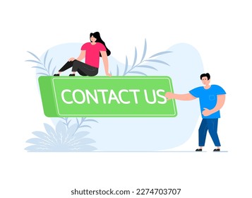 People press button with text Contact us. Click button for app and web design.
