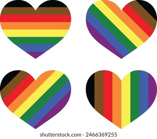 people pride heart shape pride rainbow flag pattern, people pride heart vector illustration