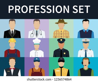 people profession concept flat icons set.vector illustration